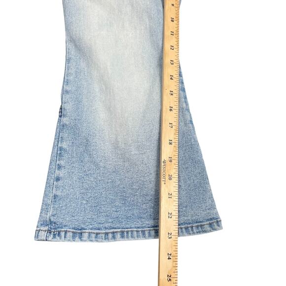 Cropped Capri Jeans Sz 9 Y2K Bare Back Flare Hip Hugger Hippie Boho Festival - Picture 2 of 7